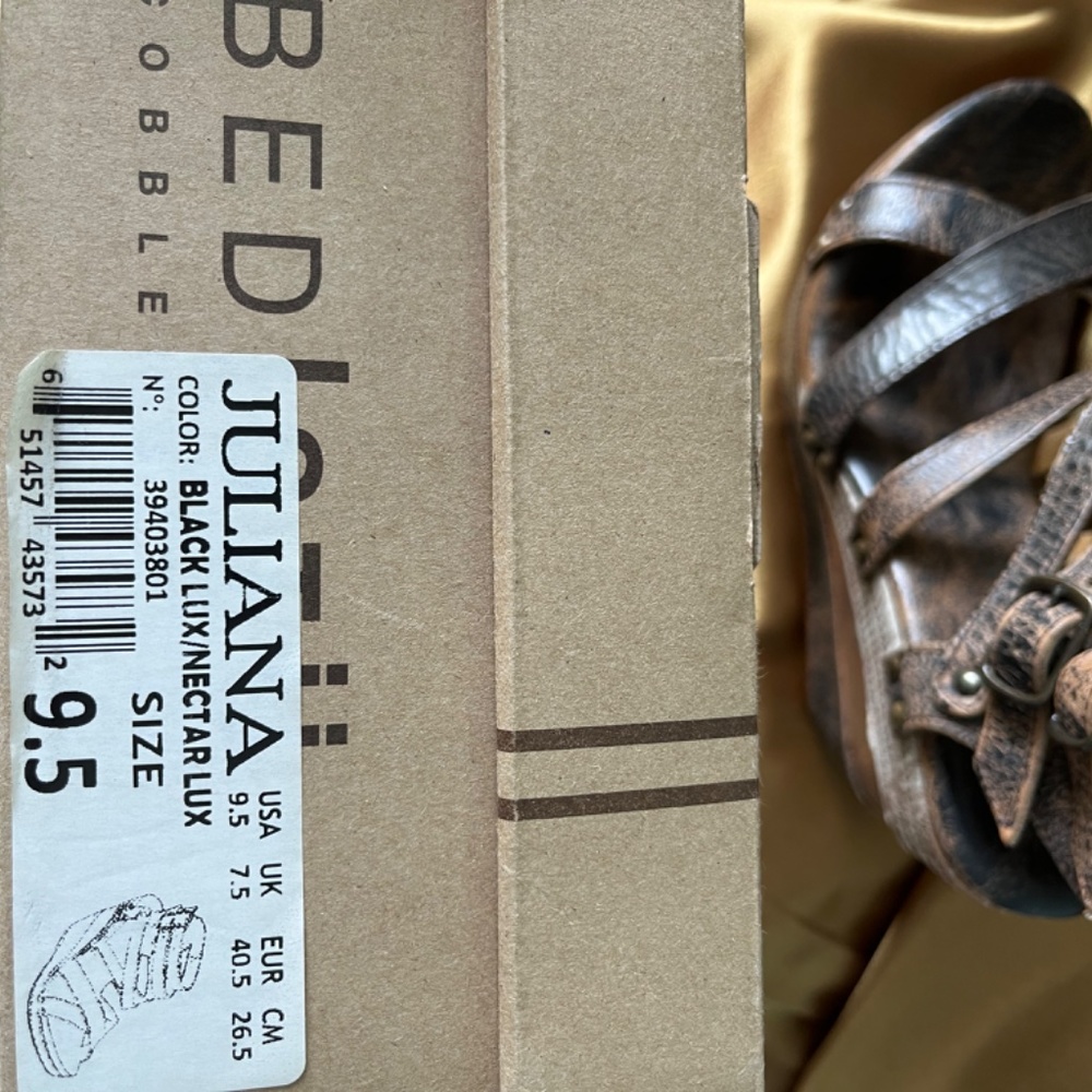 Bed Stu Juliana Wooden Wedge Platform Sandals 9.5 - Picture 12 of 13